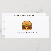 Cute Burger Restaurant Business Gift Certificate (Voorkant / Achterkant)