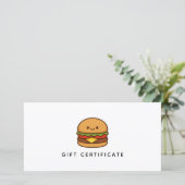 Cute Burger Restaurant Business Gift Certificate (Staand voorkant)