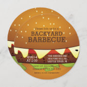 Cute Burger Summer BBQ Party Invitation Kaart (Voorkant / Achterkant)