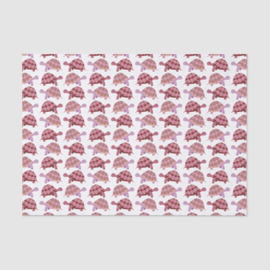 Cute Burgundy Cartoon Tortoise Pattern Tissuepapier (Voorkant)