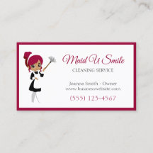 Cute Burgundy Cleaning Maid Housecleaning Service
