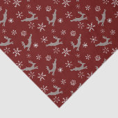 Cute Burgundy Flying Reindeer Snowflakes kerst Tissuepapier (Detail)