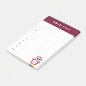 Cute Burgundy Owl & Editable Dingen om te doen Post-it® Notes (Schuin)