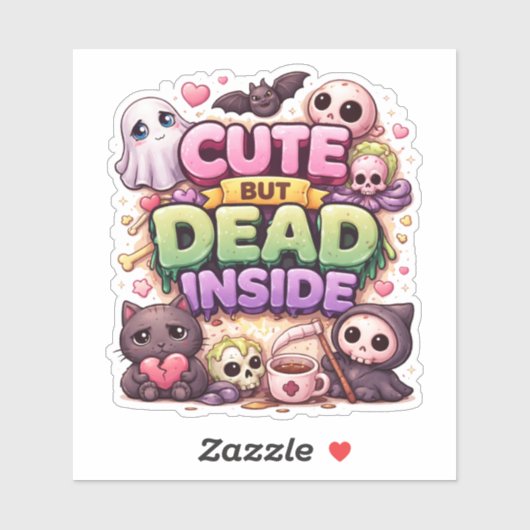 Cute But Dead Inside Custom-Cut Vinyl Sticker (Feuille)
