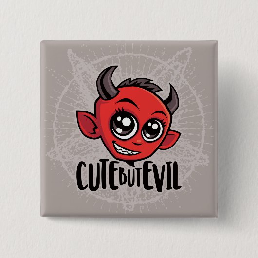 Cute but Evil Vierkante Button 5,1 Cm (Voorkant)