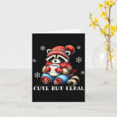 Cute But Feral Raccoon Drink Hot Cocoa Christmas W Kaart (Gele Bloem)