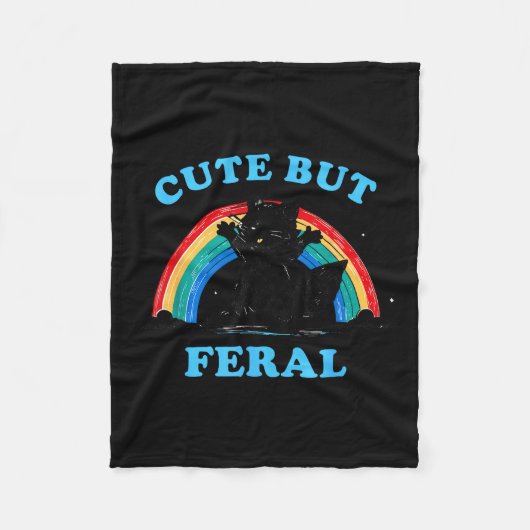 Cute But Feral Raccoon With Rainbow Funny Raccoon Fleece Deken (Voorkant)