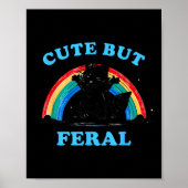 Cute But Feral Raccoon With Rainbow Funny Raccoon  Poster (Voorkant)