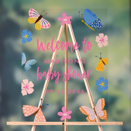 Cute Butterflies Baby Shower Welcome (Neutre)