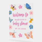 Cute Butterflies Baby Shower Welcome Acryl Bord (Hoek)