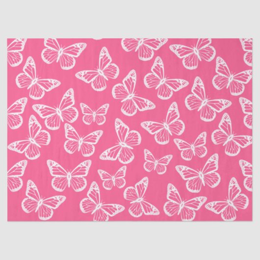 Cute Butterflies Elegant  Pattern Girly Pink Tissuepapier (Voorkant)