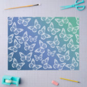 Cute Butterflies  Festive Pattern White Blue Tissuepapier (Craft)