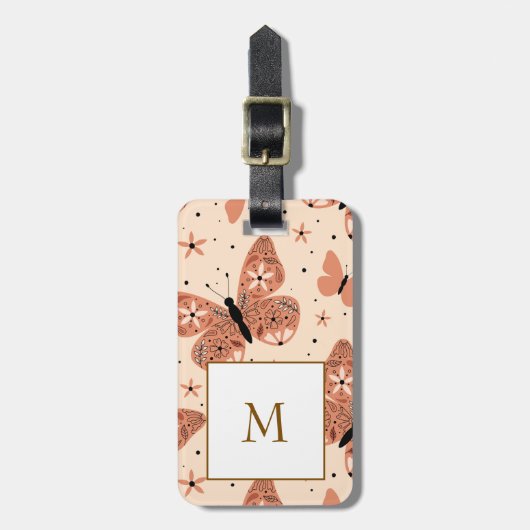 Cute Butterflies Pattern Seamless Background Bagagelabel (Voorkant verticaal)