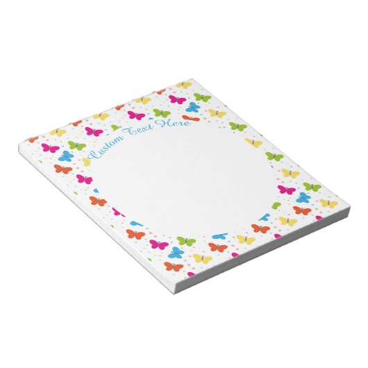 Cute Butterfly Decorative Pattern Personalized Notitieblok (Schuin)