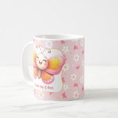 Cute Butterfly Pink Floral Name Mug Of Cheer (Devant gauche)