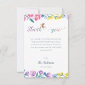 Cute Butterfly Spring Baby shower Hartelijk dank Bedankkaart (Voorkant)