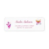 Cute Butterfly Theme Spring Return Address Etiket (Voorkant)
