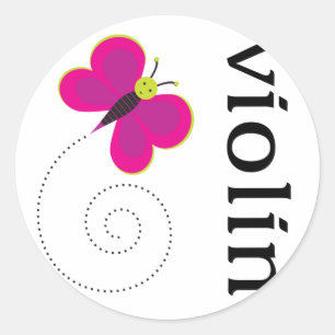 Cute Butterfly Violin Ronde Sticker