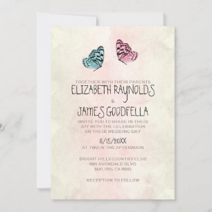Cute Butterfly Wedding Invitations Kaart