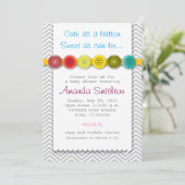 Cute Button Baby shower Invitation Kaart (Staand voorkant)