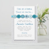 Cute Button Baby shower Invitation Kaart (Staand voorkant)