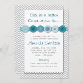 Cute Button Baby shower Invitation Kaart (Voorkant / Achterkant)