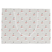Cute Button Snowmen Grey Paper Gift Bag Groot Cadeauzakje (Achterkant)