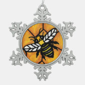 Cute Buzzing Yellow Jacket Bee Honeycomb Tin Sneeuwvlok Ornament (Voorkant)