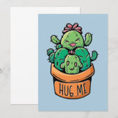 Cute Cacti Hug Save The Date (Voorkant / Achterkant)