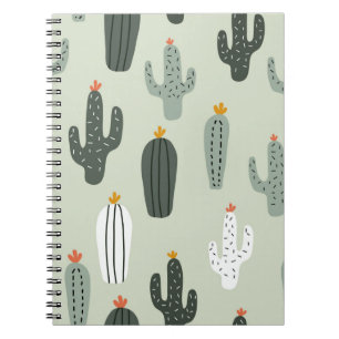 Cute cacti naadloos patroon, achtergrond met hand  notitieboek
