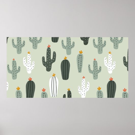 Cute cacti seamless pattern,background with hand d poster (Voorkant)
