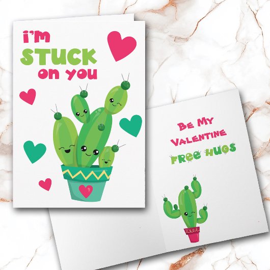 Cute Cactus Coincée sur toi Carte Valentine pour e