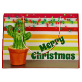 Cute Cactus en Festive String Lights Kerstmis Groot Cadeauzakje (Voorkant)