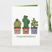Cute Cactus Family in Waterverf Kaart (Voorkant)