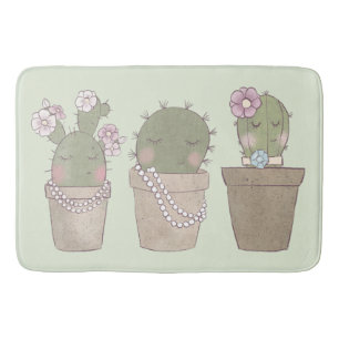 Cute Cactus Girls die juwelen dragen Badmat