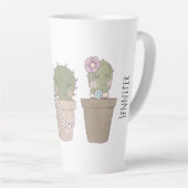 Cute Cactus Girls die juwelen dragen Latte Mok (Rechterhoek)