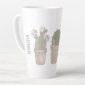 Cute Cactus Girls die juwelen dragen Latte Mok (Linkerhoek)