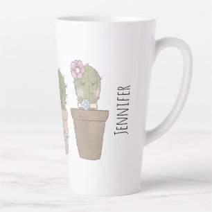 Cute Cactus Girls die juwelen dragen Latte Mok