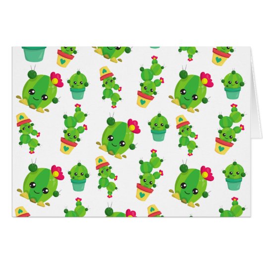 Cute Cactus, Green Cactus, Cactus Pattern (Voorkant Horizontaal)