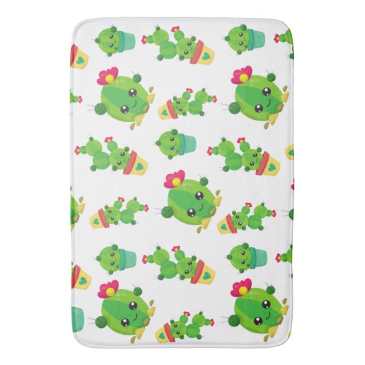 Cute Cactus, Green Cactus, Cactus Pattern Badmat (Voorkant Verticaal)