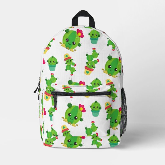 Cute Cactus, Green Cactus, Cactus Pattern Bedrukte Rugzak (Voorkant)