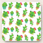 Cute Cactus, Green Cactus, Cactus Pattern Bier Onderzetter (Voorkant)