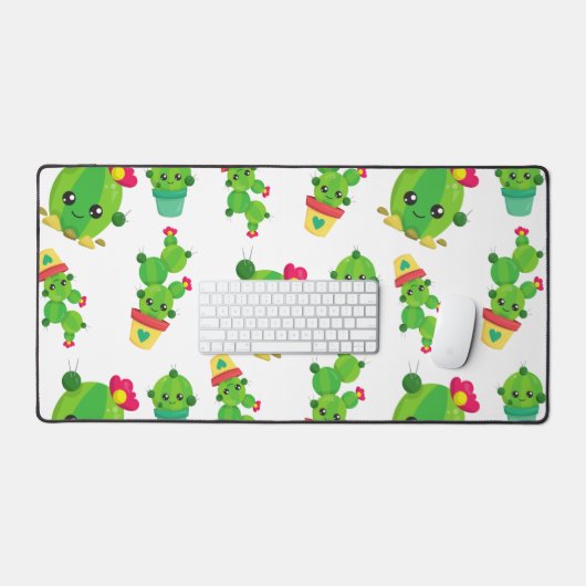 Cute Cactus, Green Cactus, Cactus Pattern Bureaumat (Keyboard & Muis)