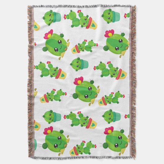 Cute Cactus, Green Cactus, Cactus Pattern Deken (Voorkant Verticaal)