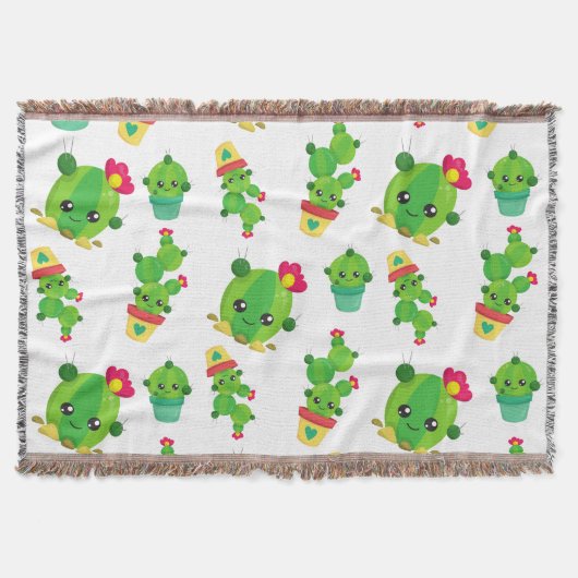 Cute Cactus, Green Cactus, Cactus Pattern Deken (Voorkant)