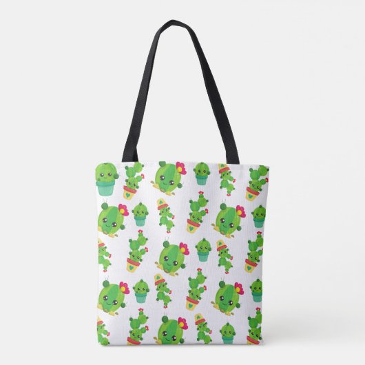 Cute Cactus, Green Cactus, Cactus Pattern Draagtas (Achterkant)