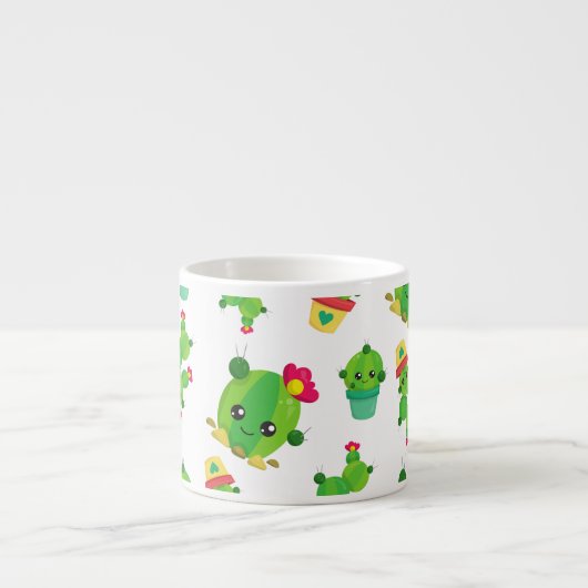 Cute Cactus, Green Cactus, Cactus Pattern Espresso Kop (Voorkant)