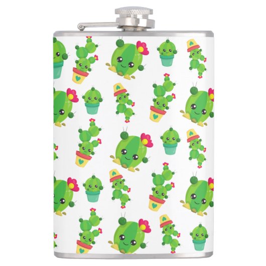 Cute Cactus, Green Cactus, Cactus Pattern Heupfles (Voorkant)