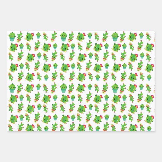 Cute Cactus, Green Cactus, Cactus Pattern Inpakpapier Vel (Voorkant)