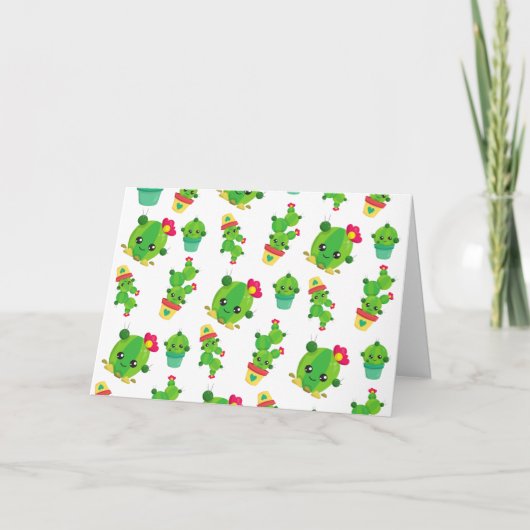 Cute Cactus, Green Cactus, Cactus Pattern Kaart (Voorkant)
